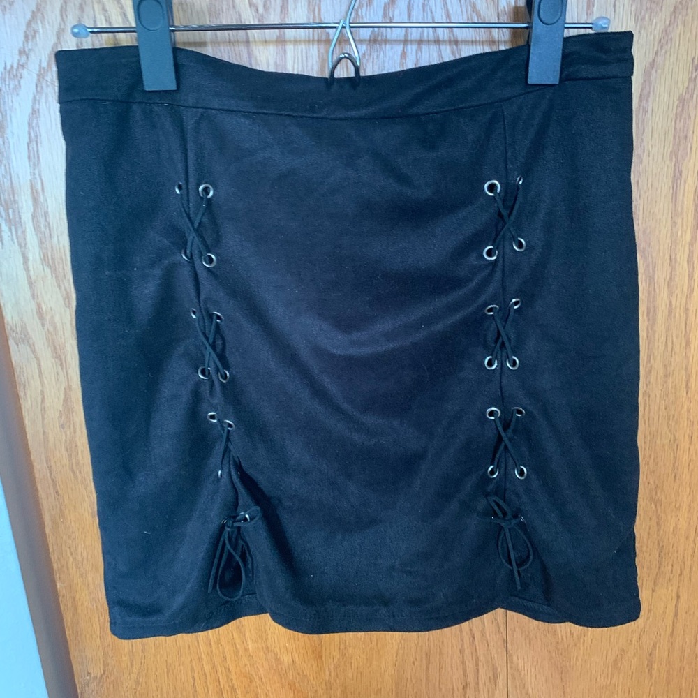 Black Lace-Up Skirt
